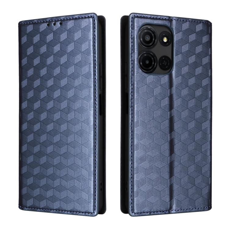 For TCL K32 5G / K33 5G Cubic Grid Texture Flip Leather Phone Case