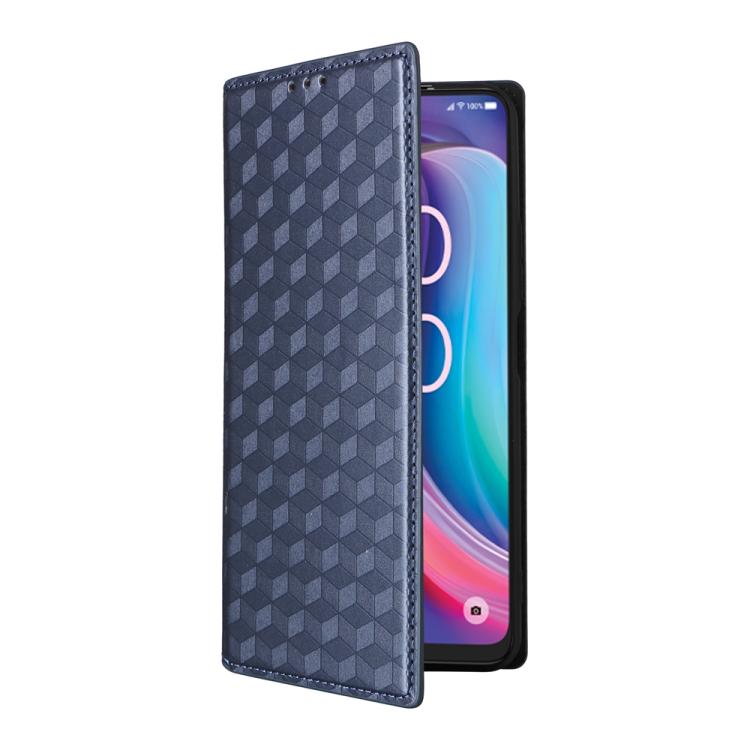 For TCL K32 5G / K33 5G Cubic Grid Texture Flip Leather Phone Case