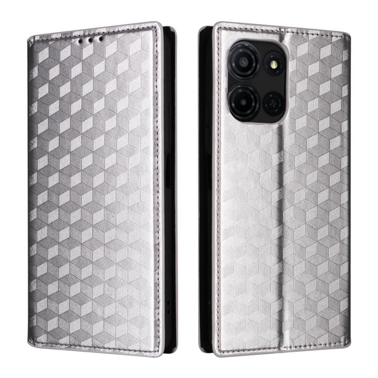 For TCL K32 5G / K33 5G Cubic Grid Texture Flip Leather Phone Case