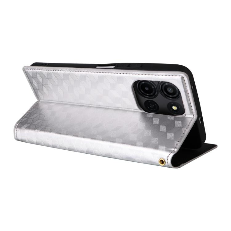 For TCL K32 5G / K33 5G Cubic Grid Texture Flip Leather Phone Case
