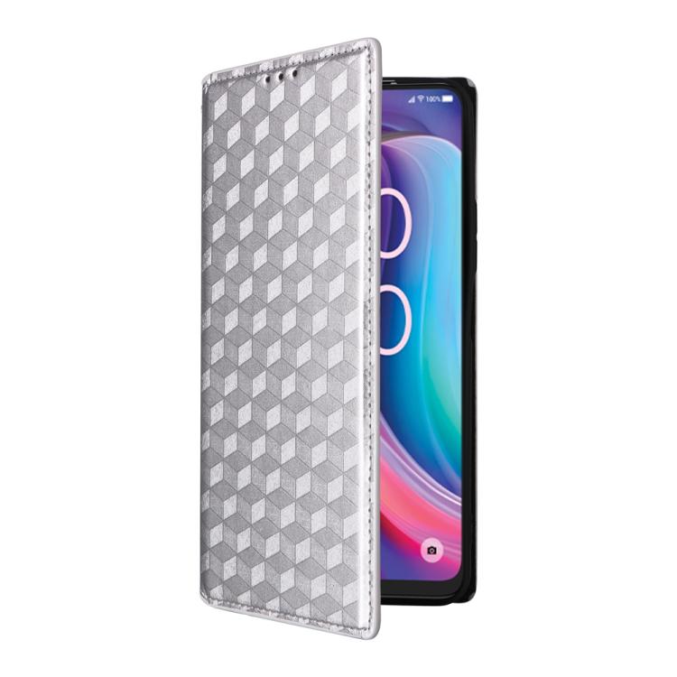 For TCL K32 5G / K33 5G Cubic Grid Texture Flip Leather Phone Case