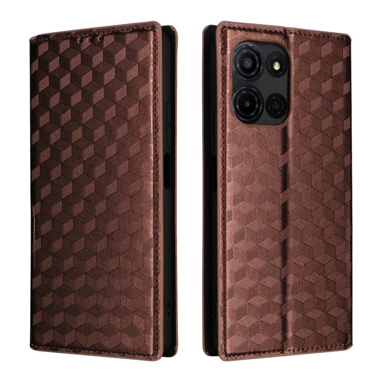 For TCL K32 5G / K33 5G Cubic Grid Texture Flip Leather Phone Case