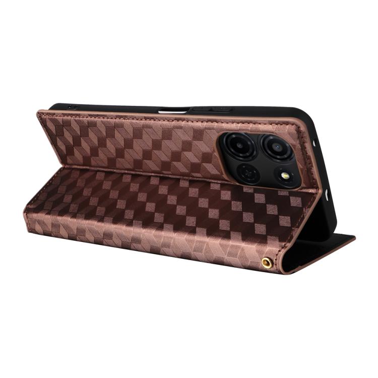 For TCL K32 5G / K33 5G Cubic Grid Texture Flip Leather Phone Case