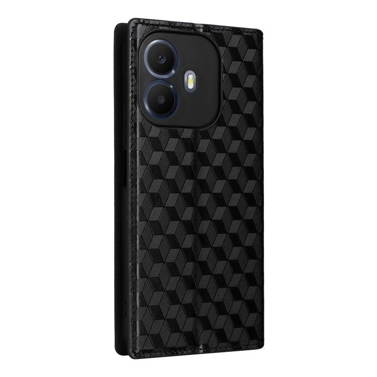 For TCL K70 Power / K70 4G Cubic Grid Texture Flip Leather Phone Case
