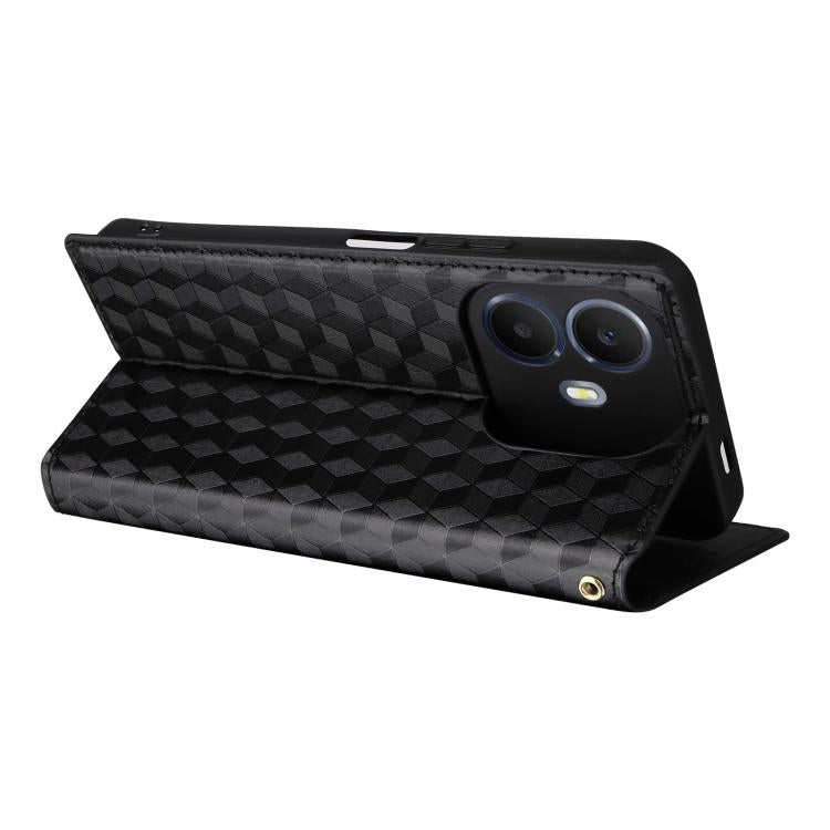 For TCL K70 Power / K70 4G Cubic Grid Texture Flip Leather Phone Case