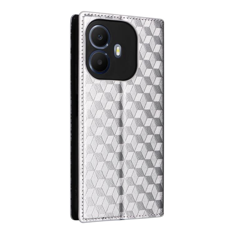 For TCL K70 Power / K70 4G Cubic Grid Texture Flip Leather Phone Case