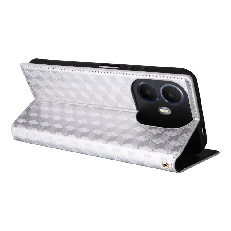 For TCL K70 Power / K70 4G Cubic Grid Texture Flip Leather Phone Case