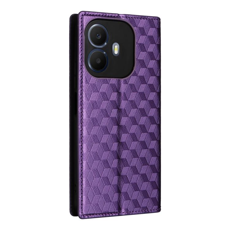 For TCL K70 Power / K70 4G Cubic Grid Texture Flip Leather Phone Case