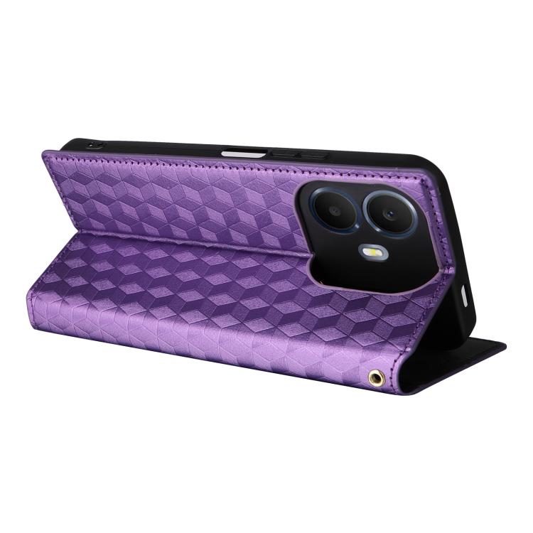 For TCL K70 Power / K70 4G Cubic Grid Texture Flip Leather Phone Case