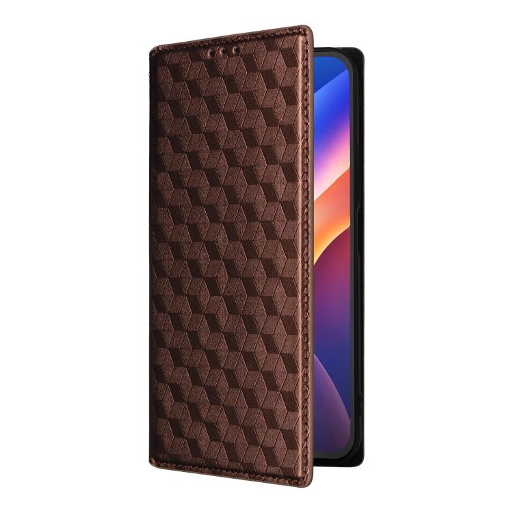 For TCL K70 Power / K70 4G Cubic Grid Texture Flip Leather Phone Case