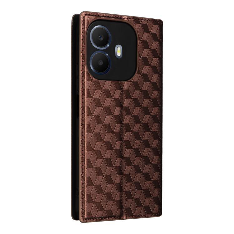 For TCL K70 Power / K70 4G Cubic Grid Texture Flip Leather Phone Case