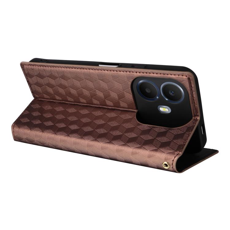 For TCL K70 Power / K70 4G Cubic Grid Texture Flip Leather Phone Case