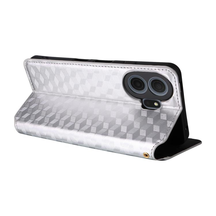 For TCL NxtPaper 70 Pro 5G Cubic Grid Texture Flip Leather Phone Case