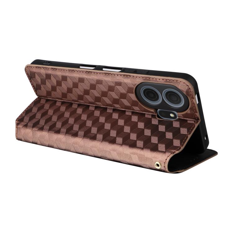 For TCL NxtPaper 70 Pro 5G Cubic Grid Texture Flip Leather Phone Case
