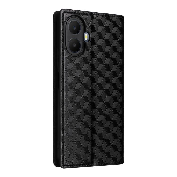 For TCL K70 5G Cubic Grid Texture Flip Leather Phone Case
