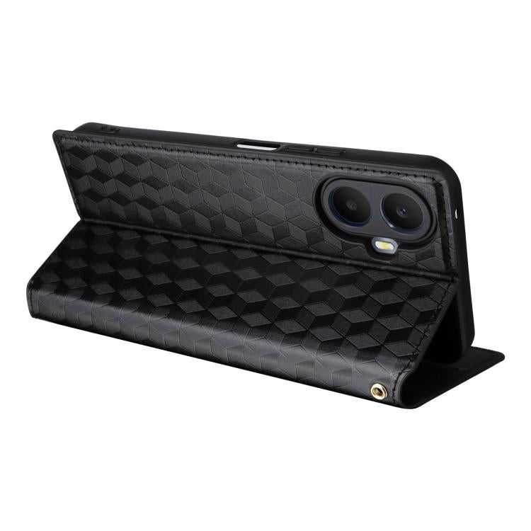 For TCL K70 5G Cubic Grid Texture Flip Leather Phone Case