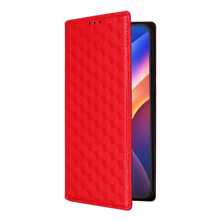 For TCL K70 5G Cubic Grid Texture Flip Leather Phone Case