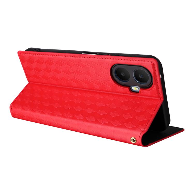 For TCL K70 5G Cubic Grid Texture Flip Leather Phone Case