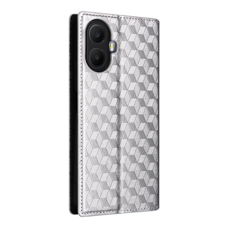 For TCL K70 5G Cubic Grid Texture Flip Leather Phone Case