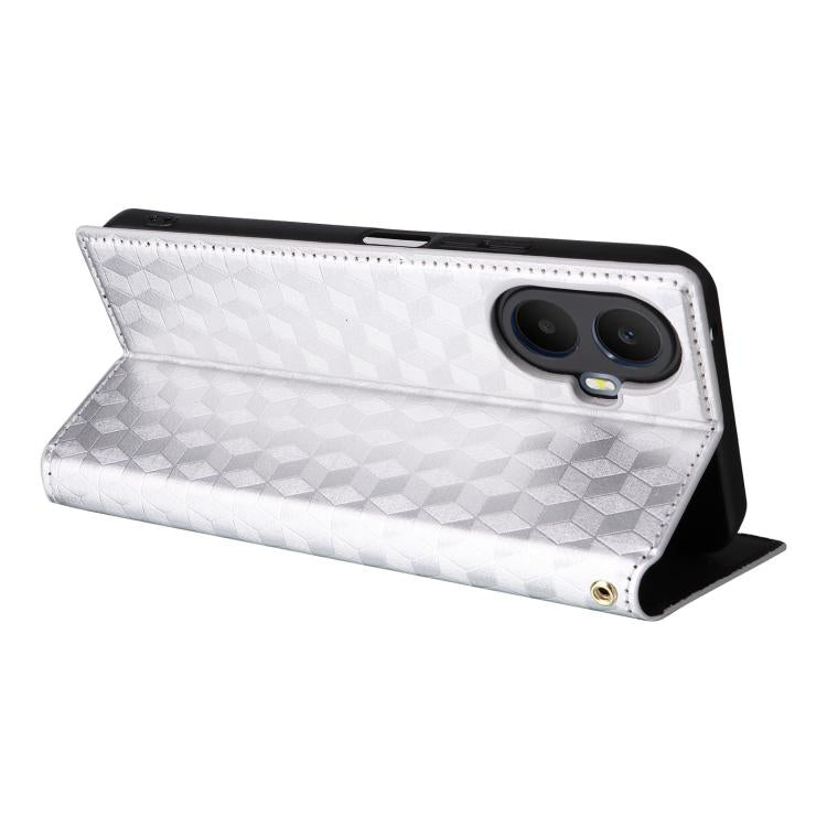 For TCL K70 5G Cubic Grid Texture Flip Leather Phone Case