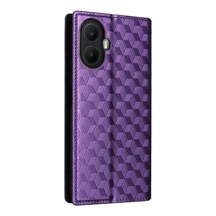 For TCL K70 5G Cubic Grid Texture Flip Leather Phone Case