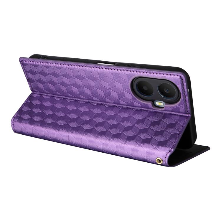 For TCL K70 5G Cubic Grid Texture Flip Leather Phone Case