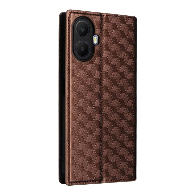 For TCL K70 5G Cubic Grid Texture Flip Leather Phone Case