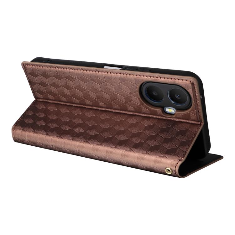 For TCL K70 5G Cubic Grid Texture Flip Leather Phone Case