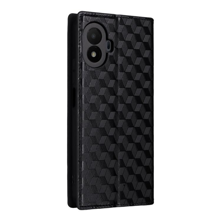 For TCL K70 SE 4G Cubic Grid Texture Flip Leather Phone Case