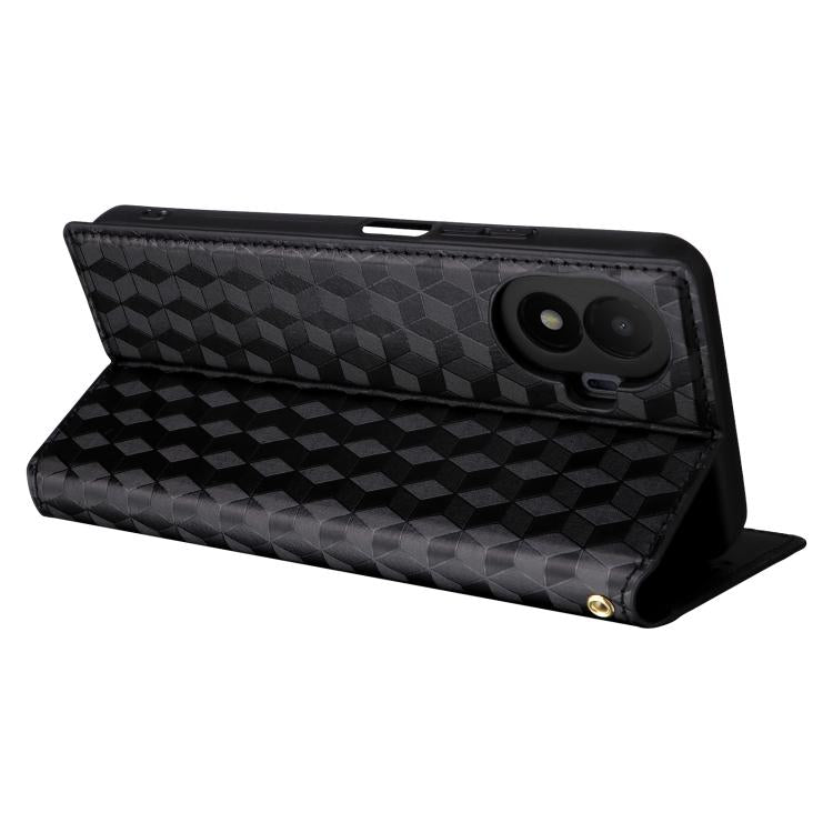 For TCL K70 SE 4G Cubic Grid Texture Flip Leather Phone Case