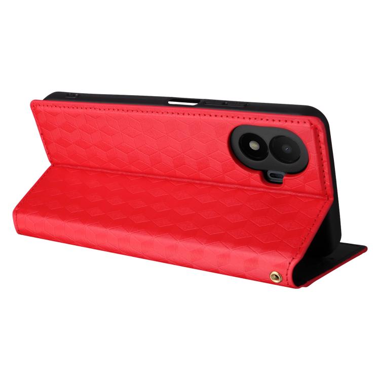 For TCL K70 SE 4G Cubic Grid Texture Flip Leather Phone Case