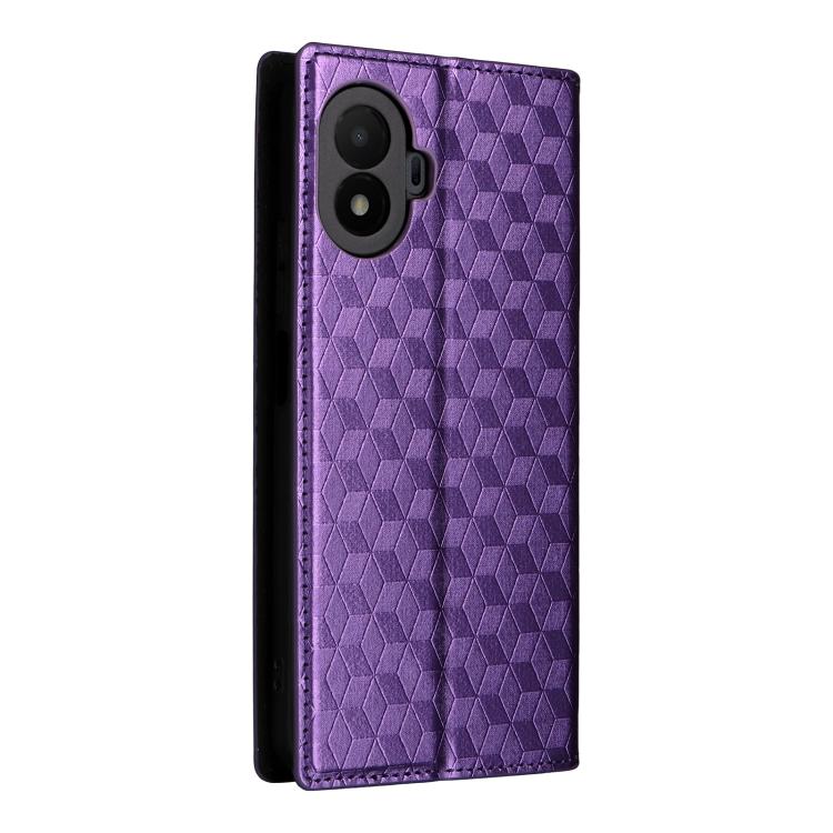 For TCL K70 SE 4G Cubic Grid Texture Flip Leather Phone Case
