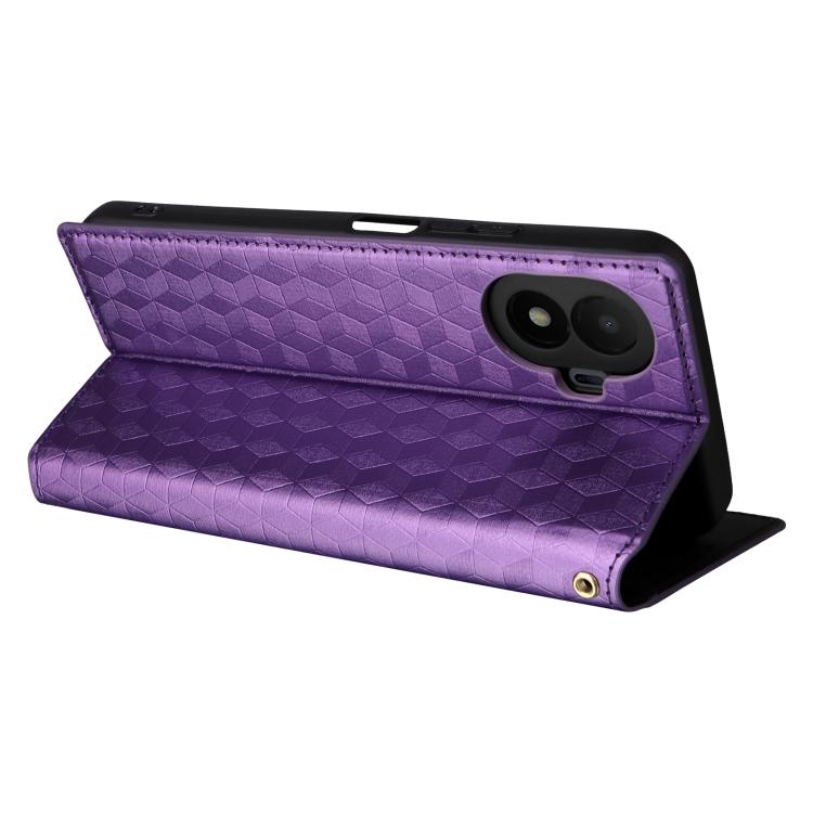 For TCL K70 SE 4G Cubic Grid Texture Flip Leather Phone Case