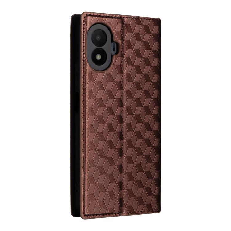 For TCL K70 SE 4G Cubic Grid Texture Flip Leather Phone Case