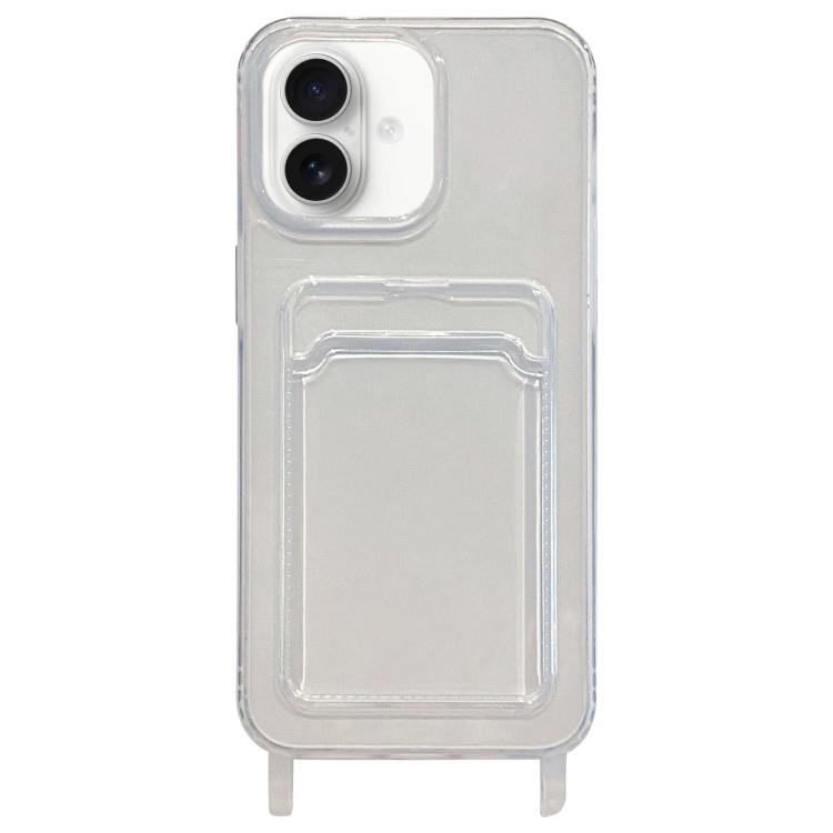 For iPhone 16 Plus Transparent Card Slot TPU Phone Case with Lanyard Hole