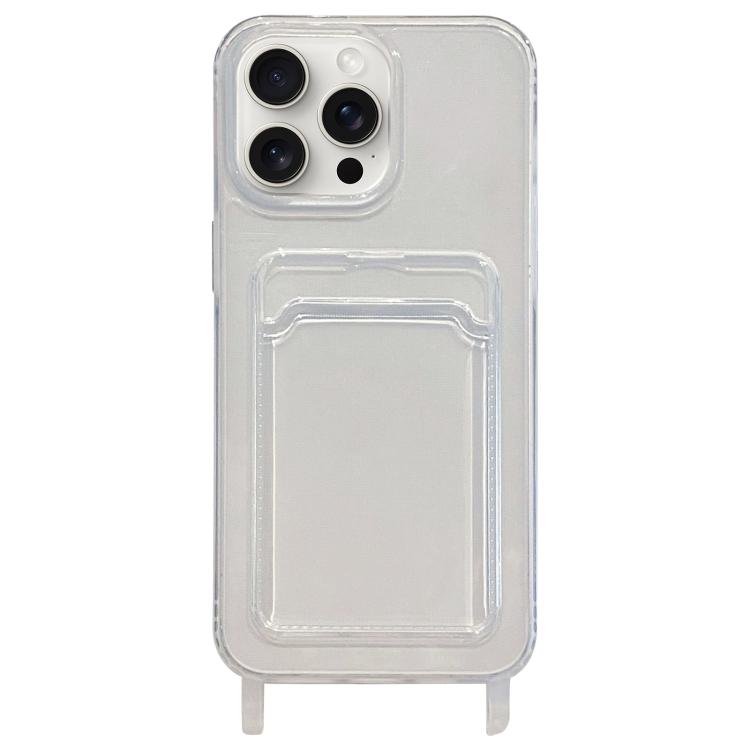 For iPhone 15 Pro Transparent Card Slot TPU Phone Case with Lanyard Hole