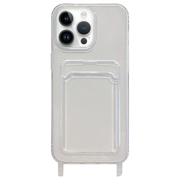 For iPhone 14 Pro Transparent Card Slot TPU Phone Case with Lanyard Hole