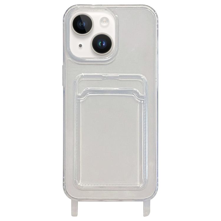 For iPhone 13 Transparent Card Slot TPU Phone Case with Lanyard Hole