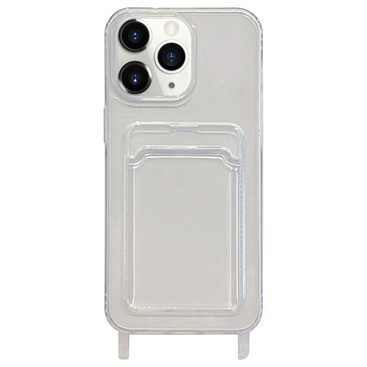 For iPhone 11 Pro Transparent Card Slot TPU Phone Case with Lanyard Hole
