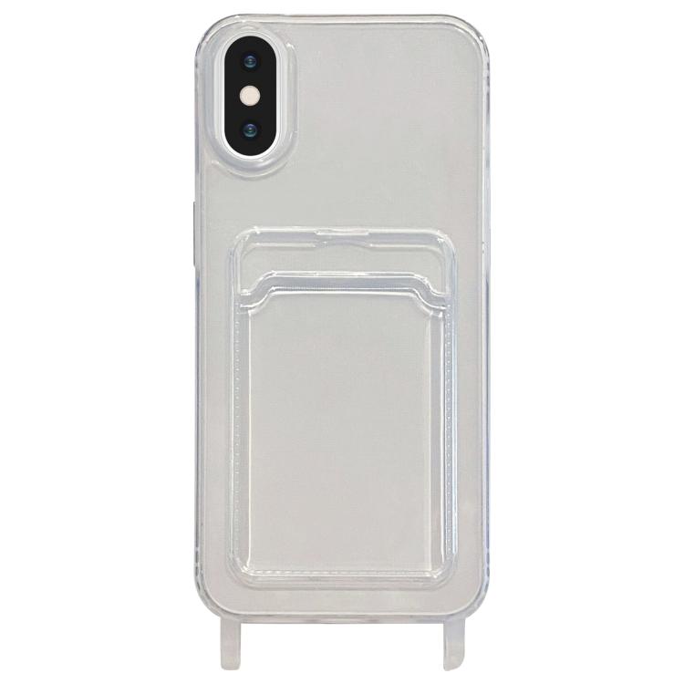 For iPhone XS Max Transparent Card Slot TPU Phone Case with Lanyard Hole