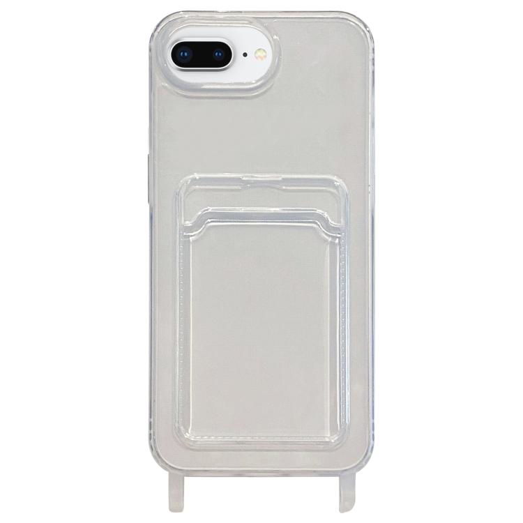 For iPhone 8 Plus / 7 Plus / 6 Plus Transparent Card Slot TPU Phone Case with Lanyard Hole