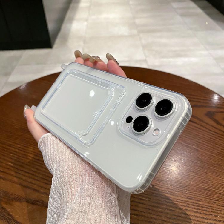 For iPhone 13 Pro Transparent Card Slot TPU Phone Case with Lanyard Hole