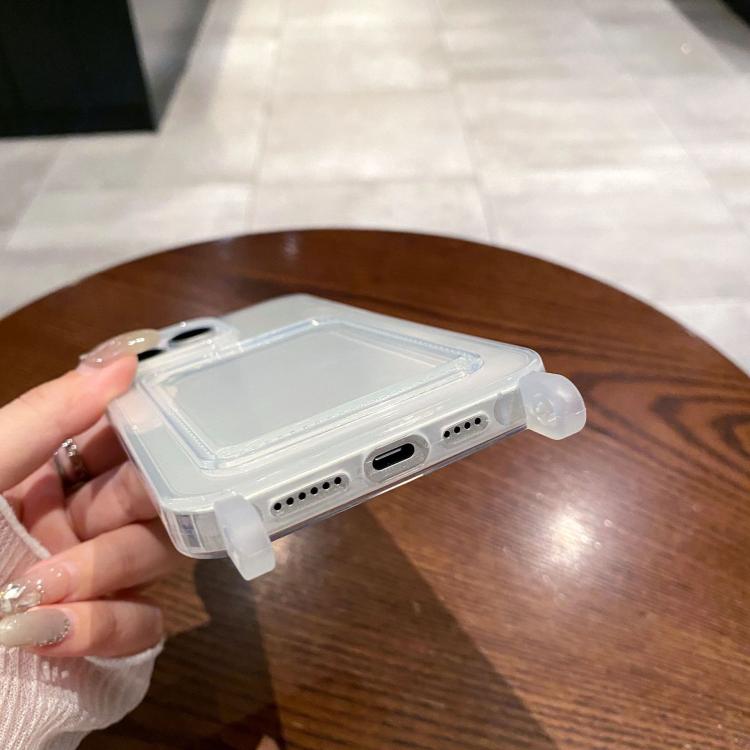 For iPhone 11 Pro Max Transparent Card Slot TPU Phone Case with Lanyard Hole