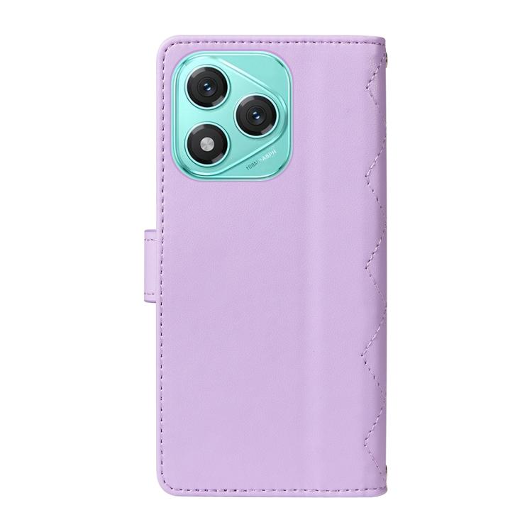 For Honor 400 Lite Global Three Card Slot Diamond Grid Leather Phone Case with Long / Short Straps