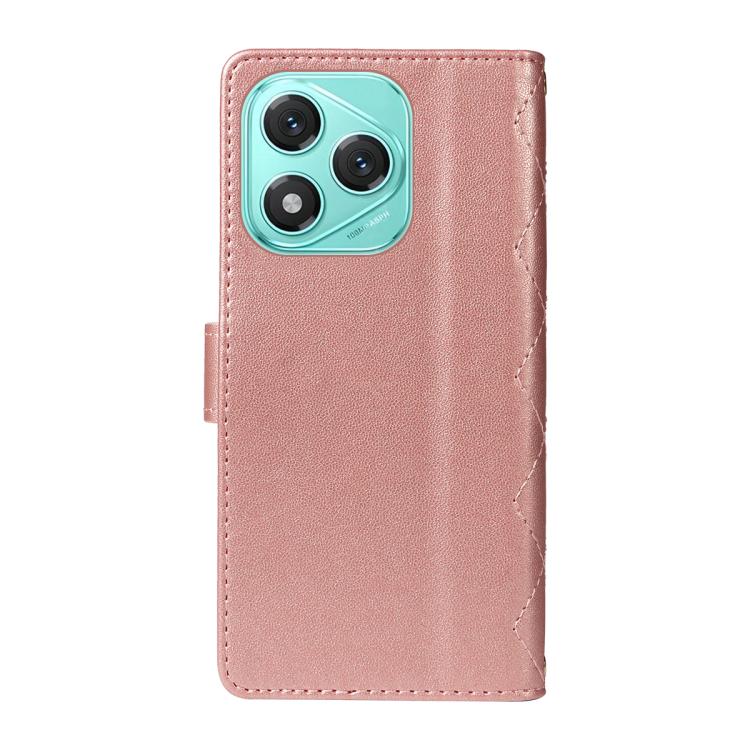 For Honor 400 Lite Global Three Card Slot Diamond Grid Leather Phone Case with Long / Short Straps