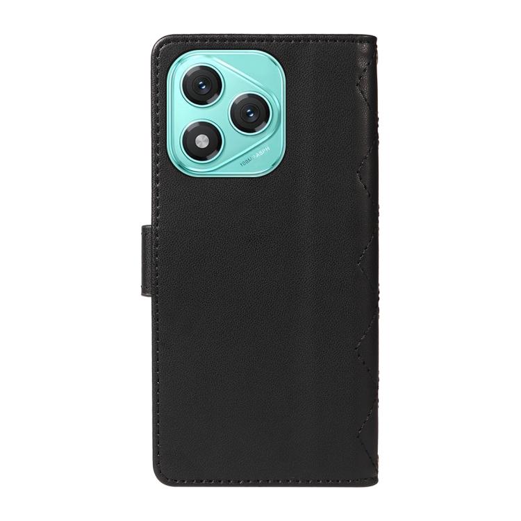 For Honor 400 Lite Global Three Card Slot Diamond Grid Leather Phone Case with Long / Short Straps