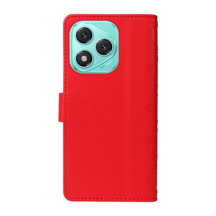 For Honor 400 Lite Global Three Card Slot Diamond Grid Leather Phone Case with Long / Short Straps