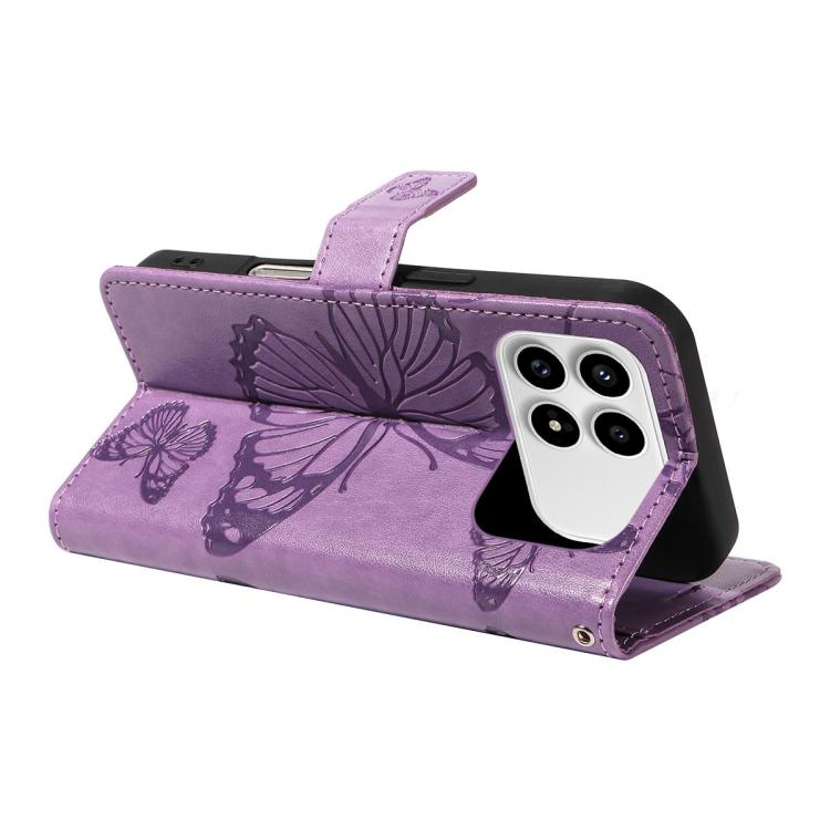 For Redmi K90/Poco F8 Pro 3D Butterfly Embossed Pattern Flip Leather Phone Case