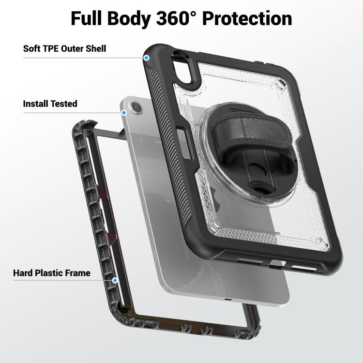 For iPad mini 2024 / mini 6 Honeycomb Hand Grip Turntable Stand Tablet Case
