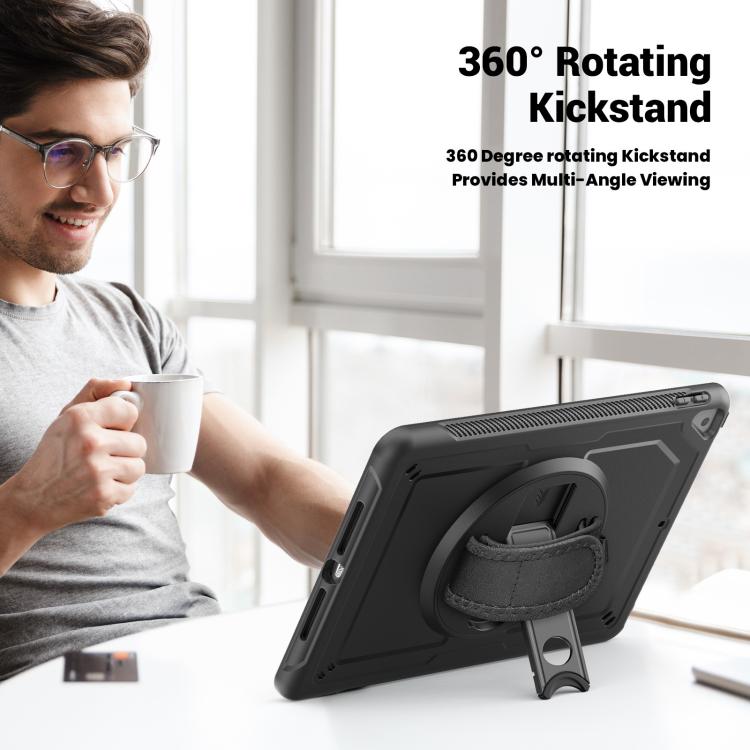 For iPad 10.2 2021 / 2020 / 10.5 2019 Honeycomb Hand Grip Turntable Stand Tablet Case